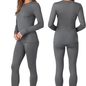 womens fleece lined thermal base layer set – long sleeve shirt & leggings for cold weather – lounge set for women